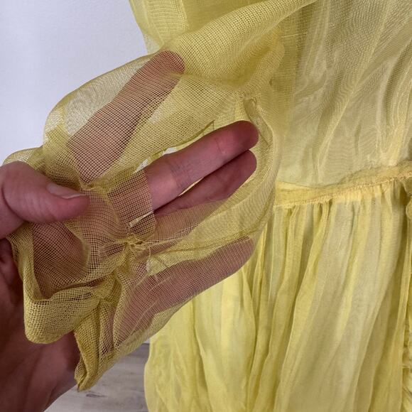 Vintage 1930s Yellow Ruffled Sheer Gown & Slip Set AS IS Project Piece Small - Picture 11 of 16